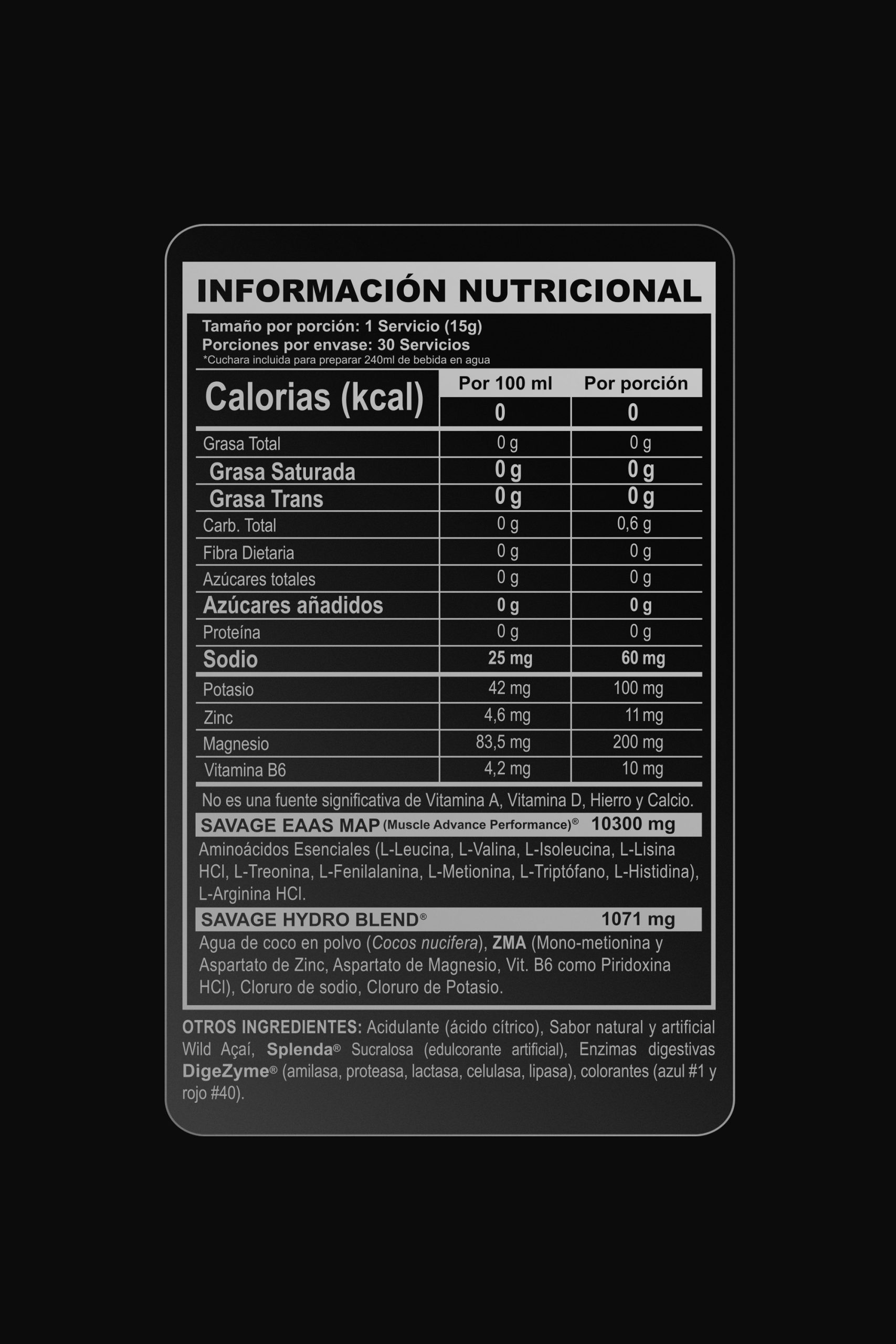 TABLA NUTRICIONAL ANIMO SAVAGE